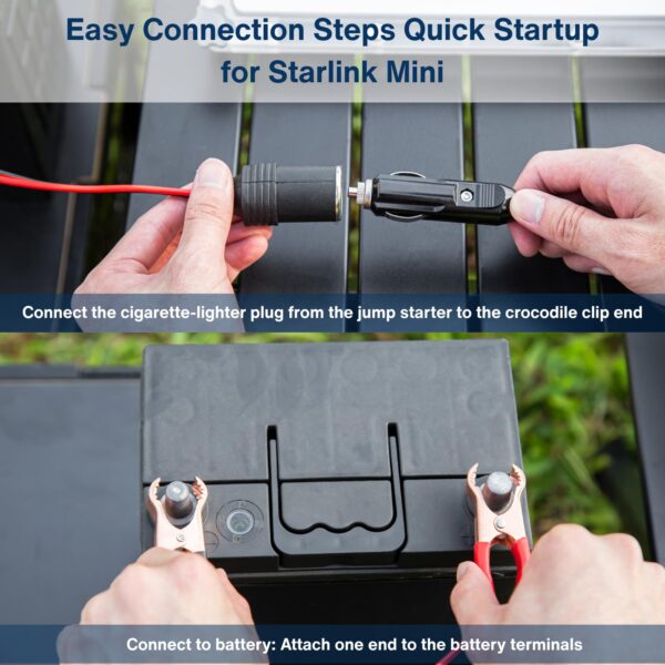 Car Battery Connector to Female DC Socket for Starlink Mini – Safe Vehicle Installation