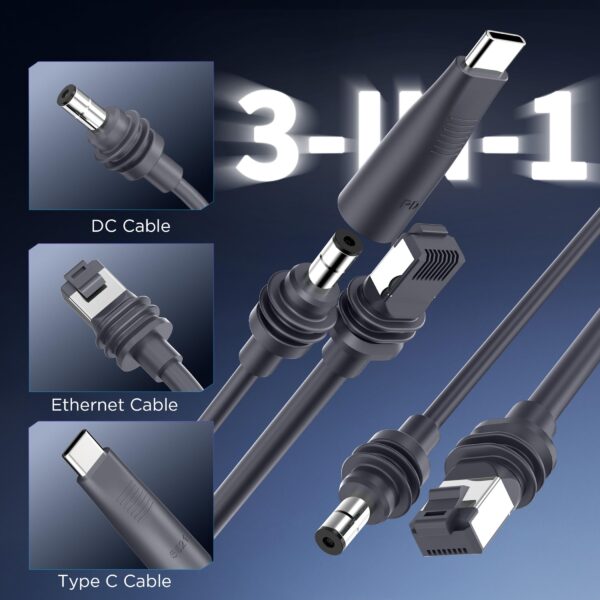 2-in-1 Cable for Starlink Mini – 5 Meters, DC/USB-C + Ethernet, Replacement Accessory