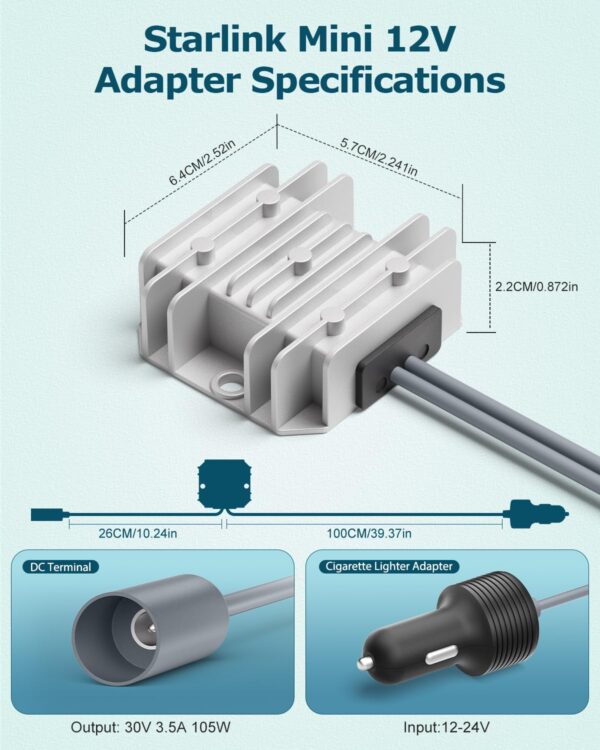 Waterproof DC-DC Step-Up Converter 12/24V to 30V 3.5A for Starlink Mini