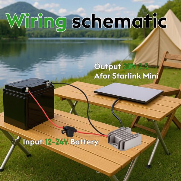 DC-DC Step-Up Converter 12V/24V to 30V 3.5A for Starlink Mini with Built-in Fuse