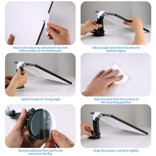 Car Dashboard Mount for Starlink Mini – Adjustable Suction Cup