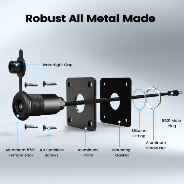Waterproof Pass-Through Female DC 5.5x2.1 Socket for Starlink Mini (1 pc.)